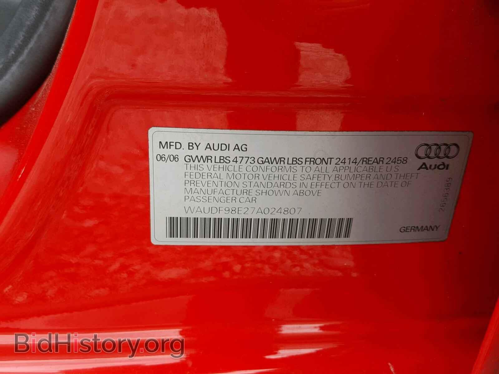2007 AUDI A4 - VIN: WAUDF98E27A024807 - Фото 10