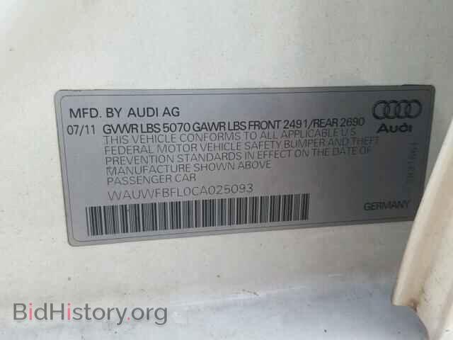 2012 AUDI A4 - VIN: WAUWFBFL0CA025093 - Фото 10