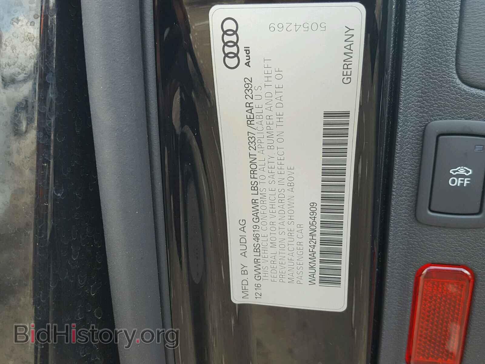 2017 AUDI A4 - VIN: WAUKMAF42HN054909 - Фото 10