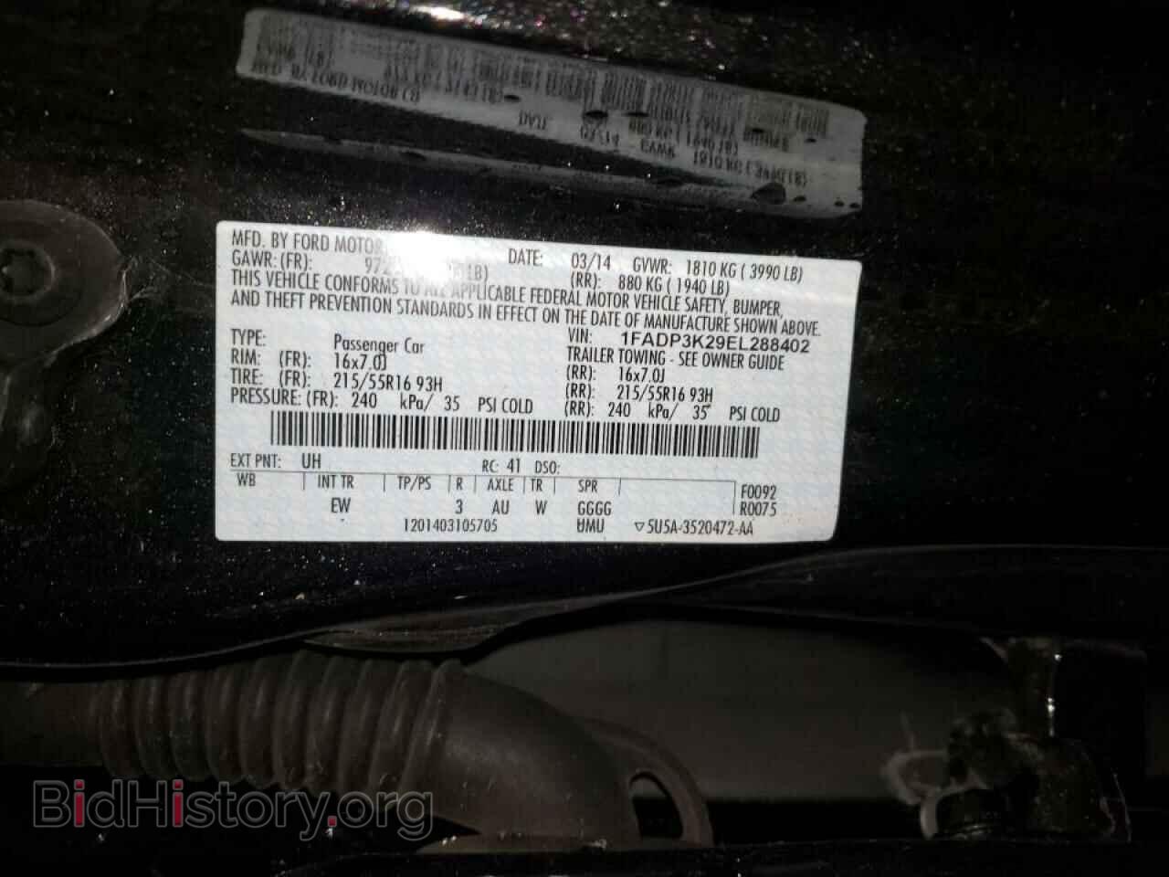 2014 FORD FOCUS - VIN: 1FADP3K29EL288402 - Фото 10