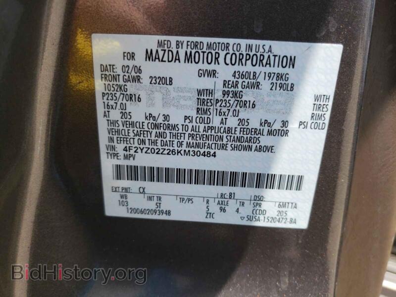 2006 Mazda TRIBUTE (VIN 4F2YZ02Z26KM30484) — фото 10 из 10