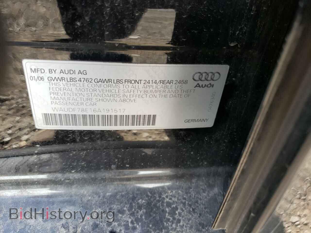 2006 AUDI A4 - VIN: WAUDF78E16A191517 - Фото 10