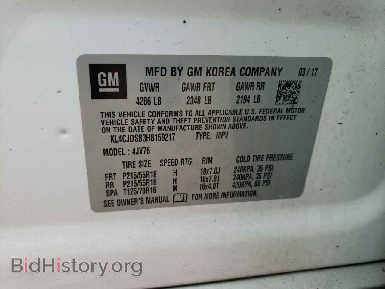 2017 BUICK ENCORE - VIN: KL4CJDSB3HB159217 - Фото 10