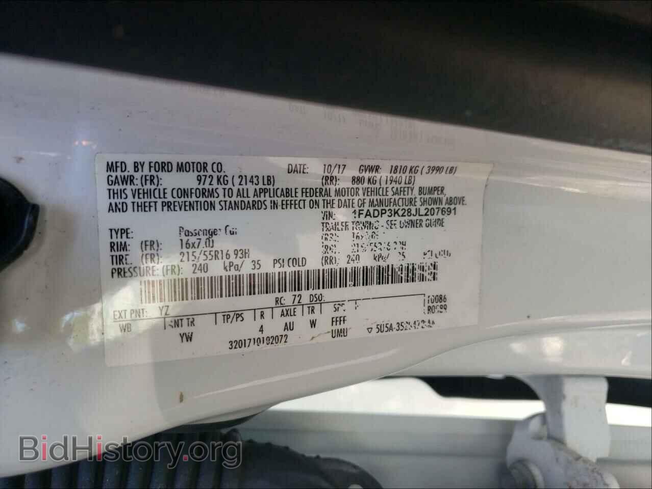 2018 FORD FOCUS - VIN: 1FADP3K28JL207691 - Фото 10