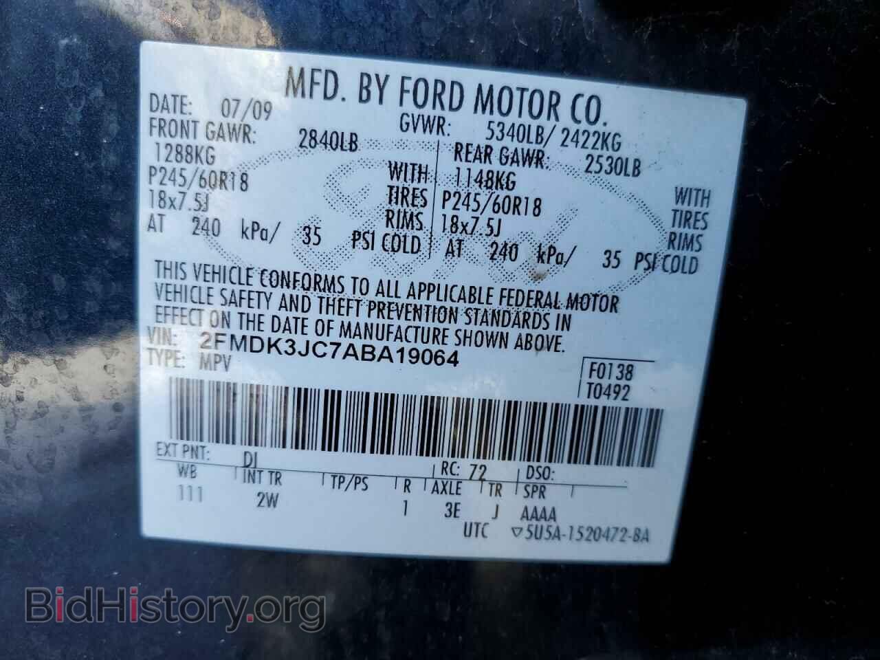 2010 FORD EDGE - VIN: 2FMDK3JC7ABA19064 - Фото 13