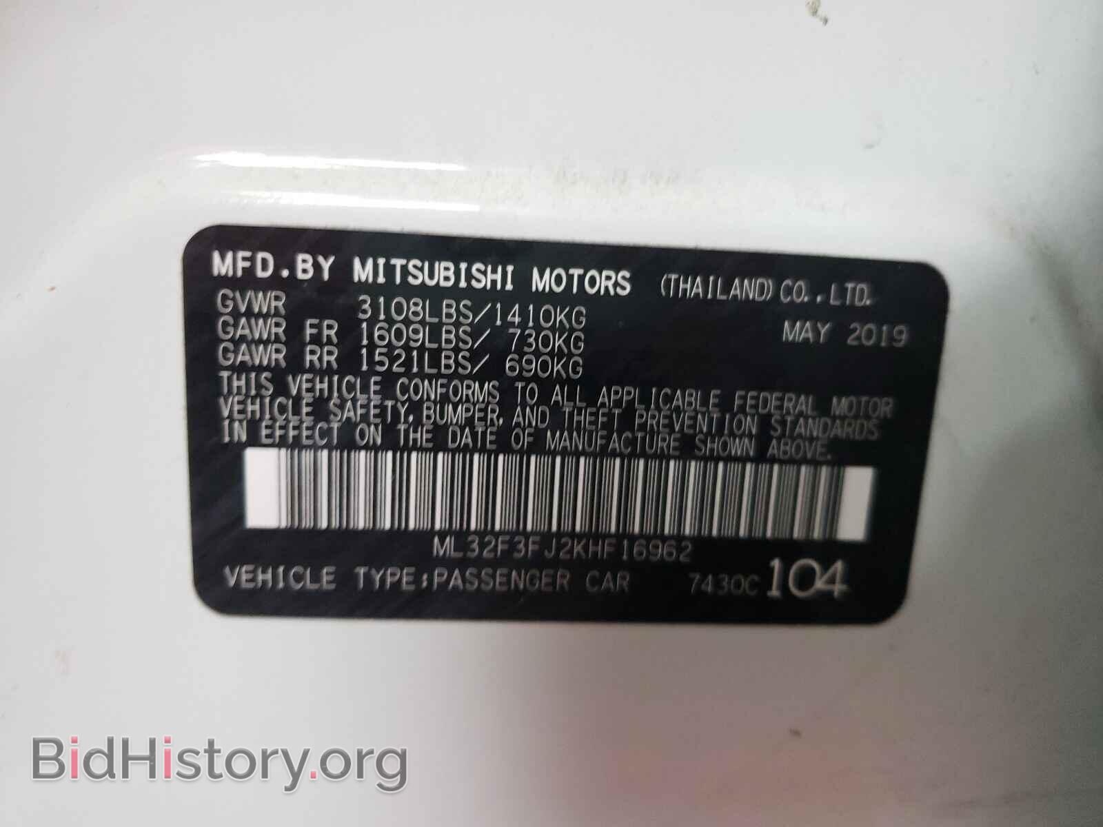 2019 MITSUBISHI MIRAGE - VIN: ML32F3FJ2KHF16962 - Фото 10