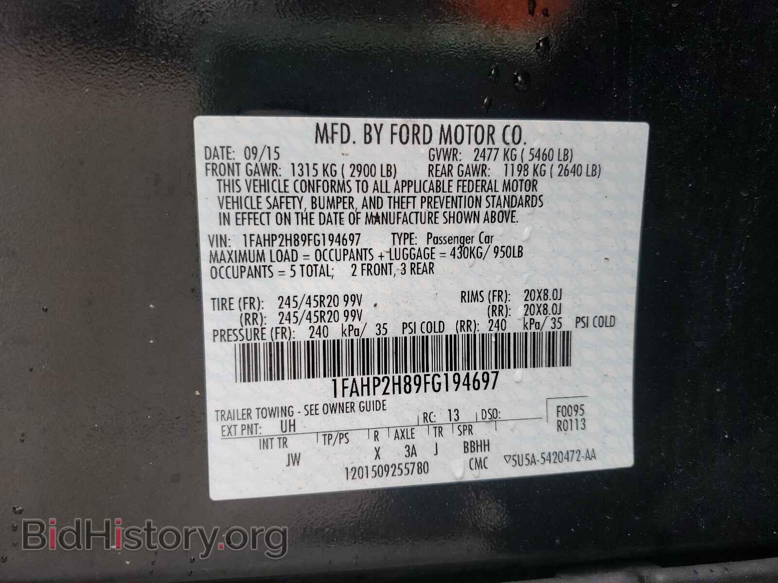 2015 FORD TAURUS - VIN: 1FAHP2H89FG194697 - Photo 10