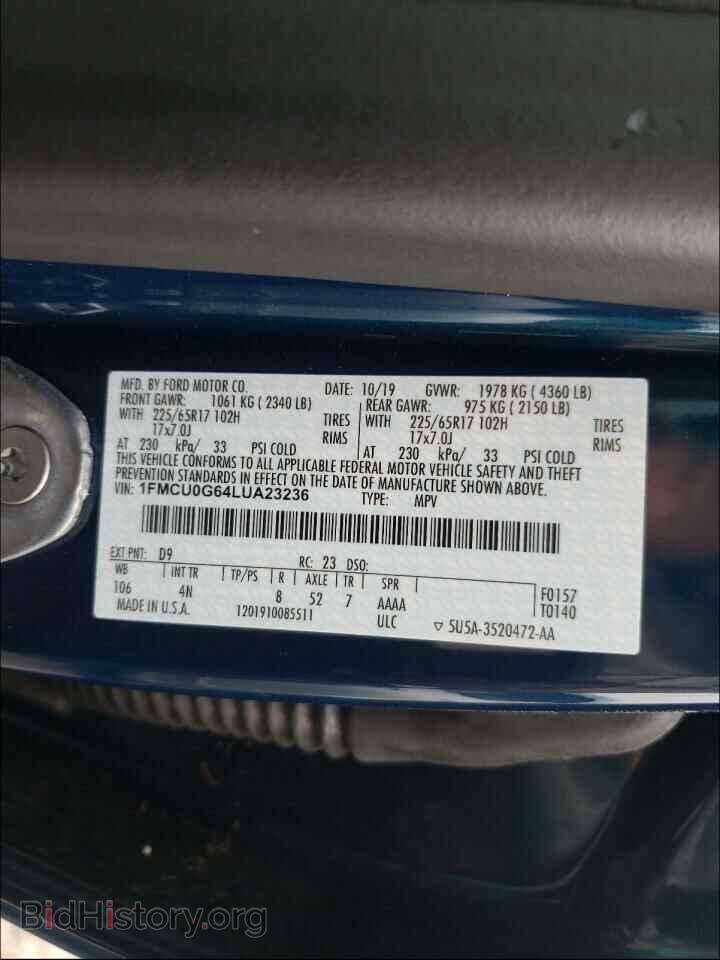 2020 FORD ESCAPE - VIN: 1FMCU0G64LUA23236 - Photo 10