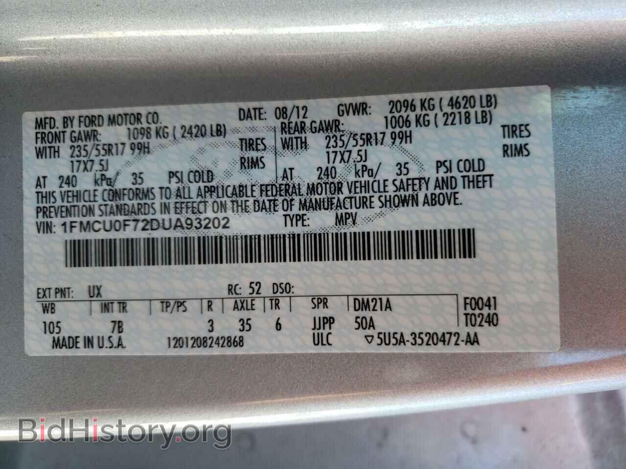 2013 FORD ESCAPE - VIN: 1FMCU0F72DUA93202 - Photo 10