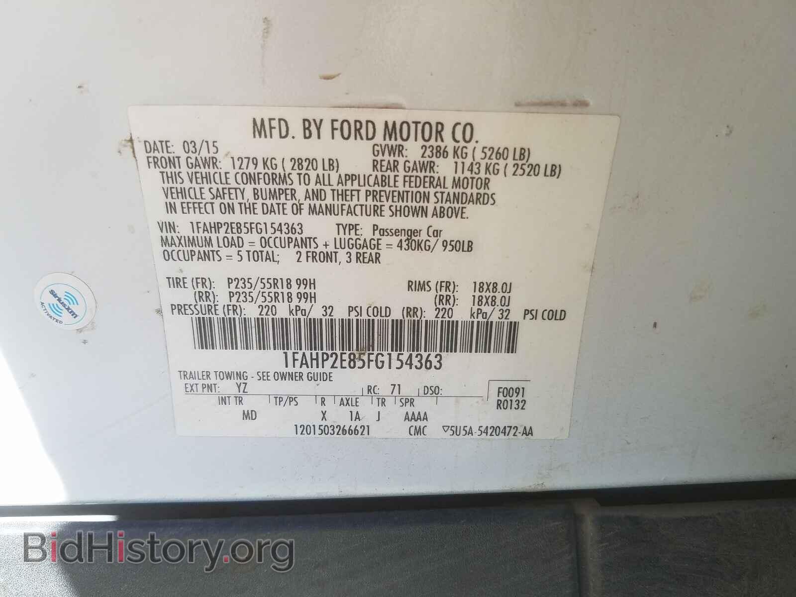 2015 FORD TAURUS - VIN: 1FAHP2E85FG154363 - Photo 10