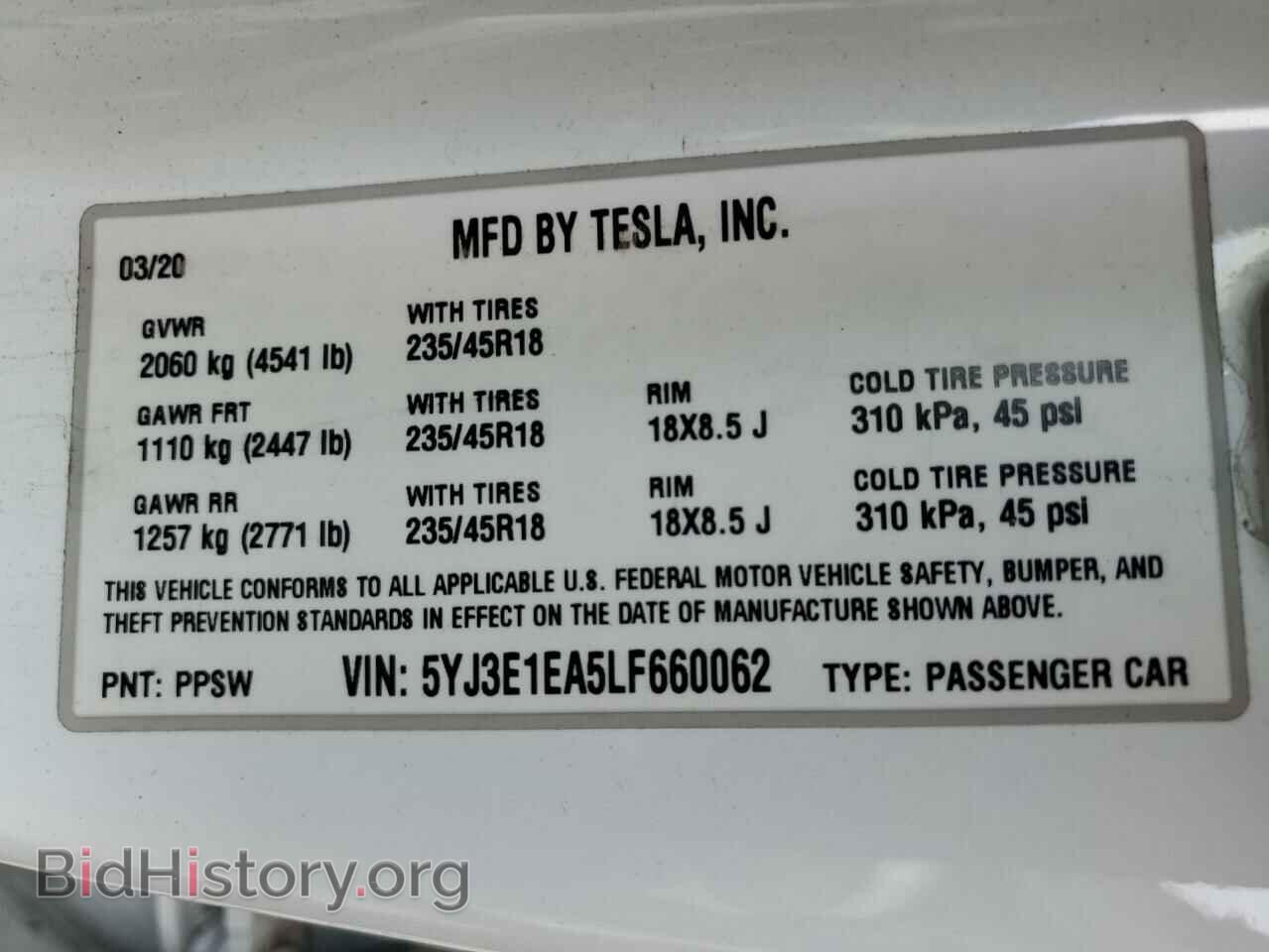 2020 TESLA MODEL 3 - VIN: 5YJ3E1EA5LF660062 - Фото 12