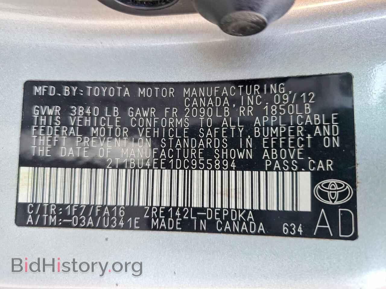 2013 TOYOTA COROLLA - VIN: 2T1BU4EE1DC955894 - Фото 12
