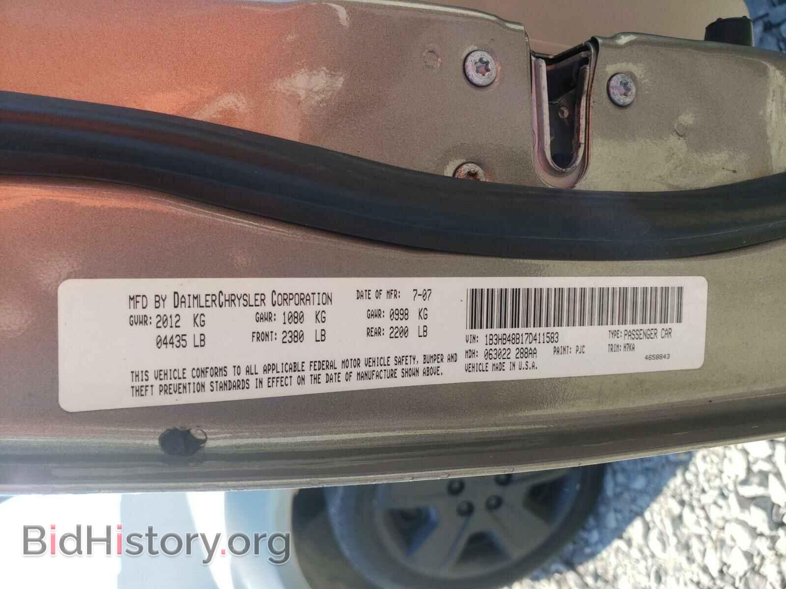 2007 DODGE CALIBER - VIN: 1B3HB48B17D411583 - Фото 10
