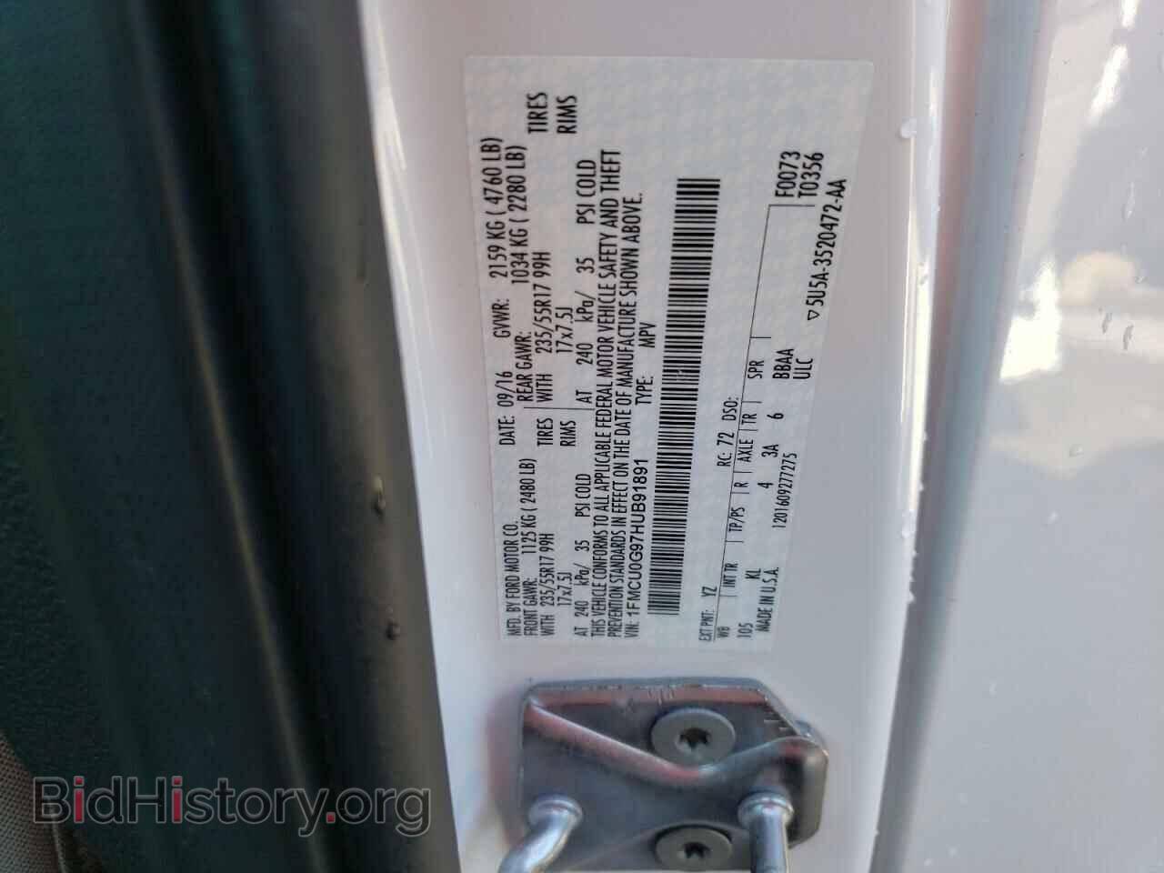 2017 FORD ESCAPE - VIN: 1FMCU0G97HUB91891 - Фото 12