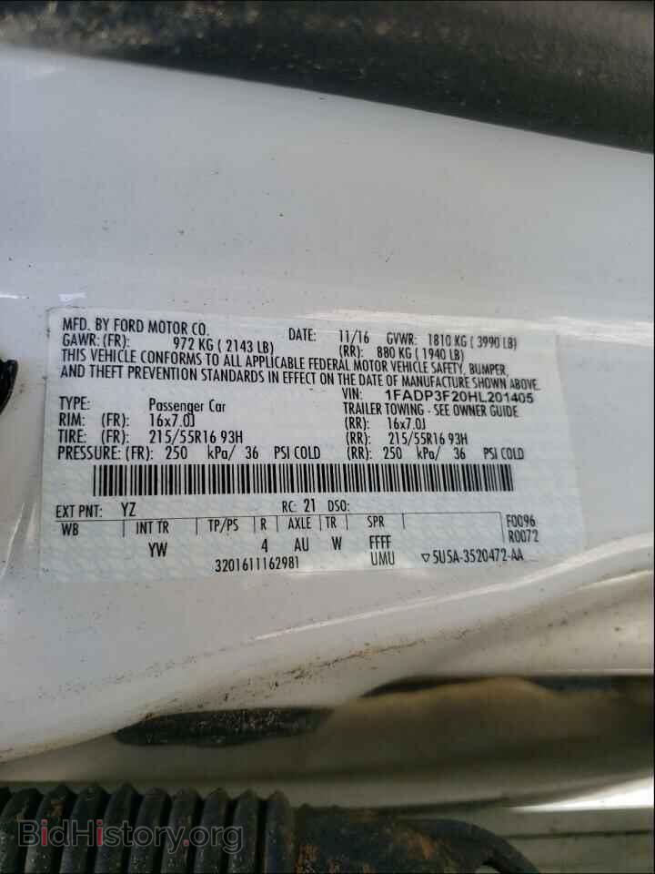 2017 FORD FOCUS - VIN: 1FADP3F20HL201405 - Фото 10