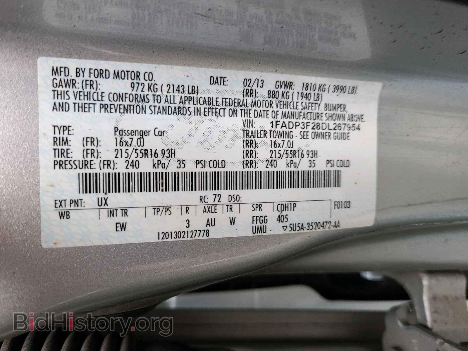 2013 FORD FOCUS - VIN: 1FADP3F28DL267954 - Фото 9