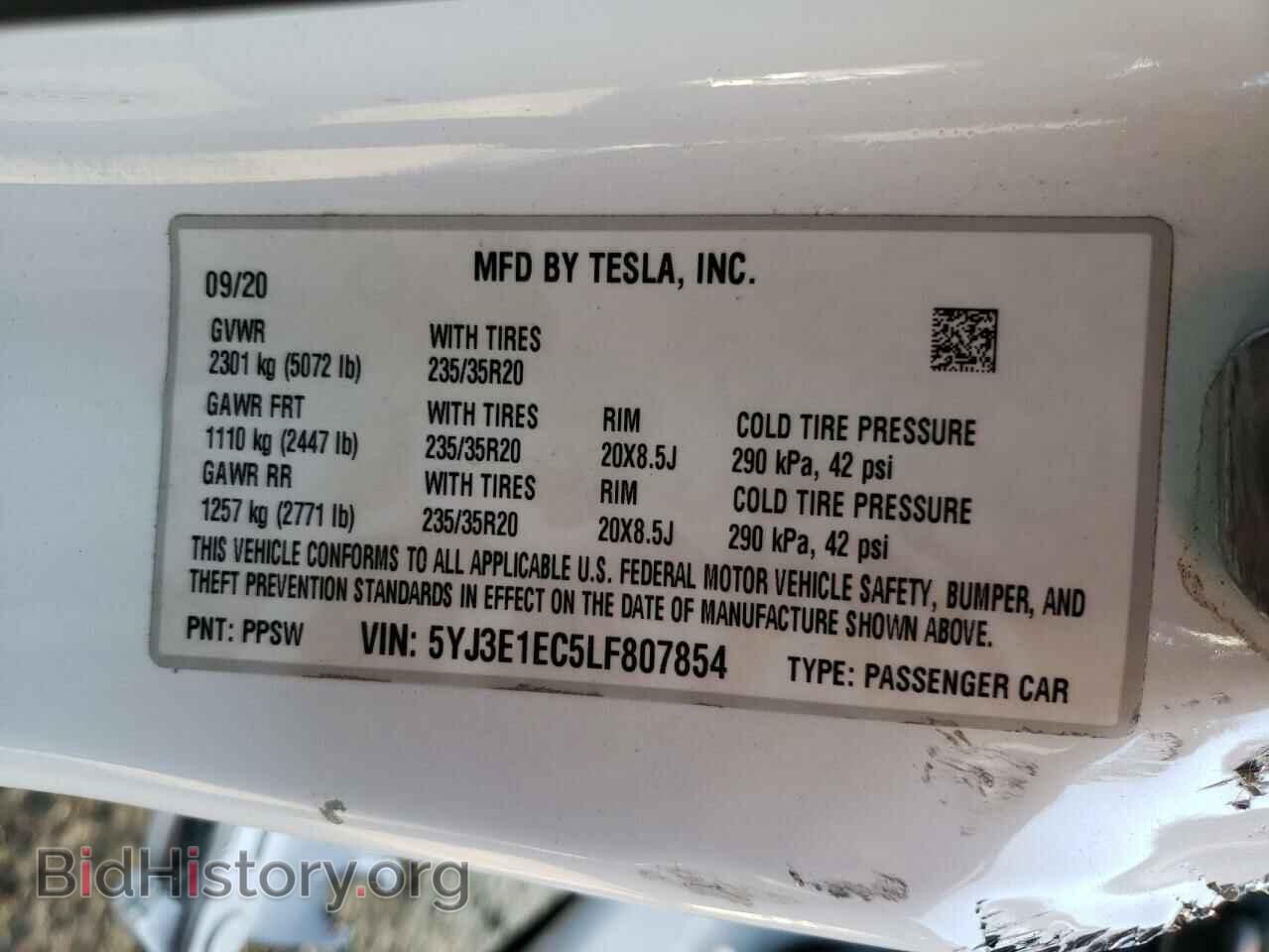 2020 TESLA MODEL 3 - VIN: 5YJ3E1EC5LF807854 - Фото 10