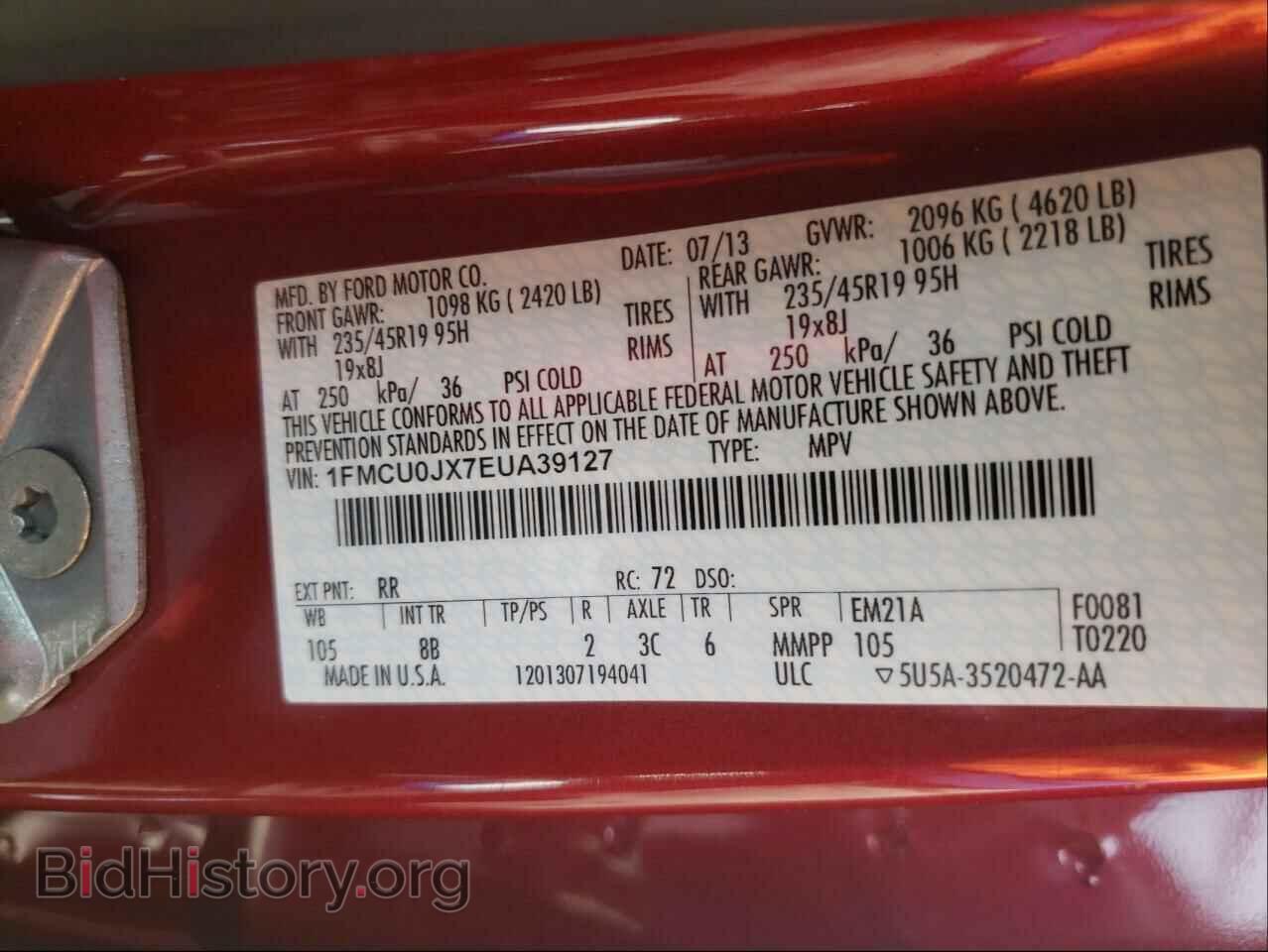 2014 FORD ESCAPE - VIN: 1FMCU0JX7EUA39127 - Фото 10