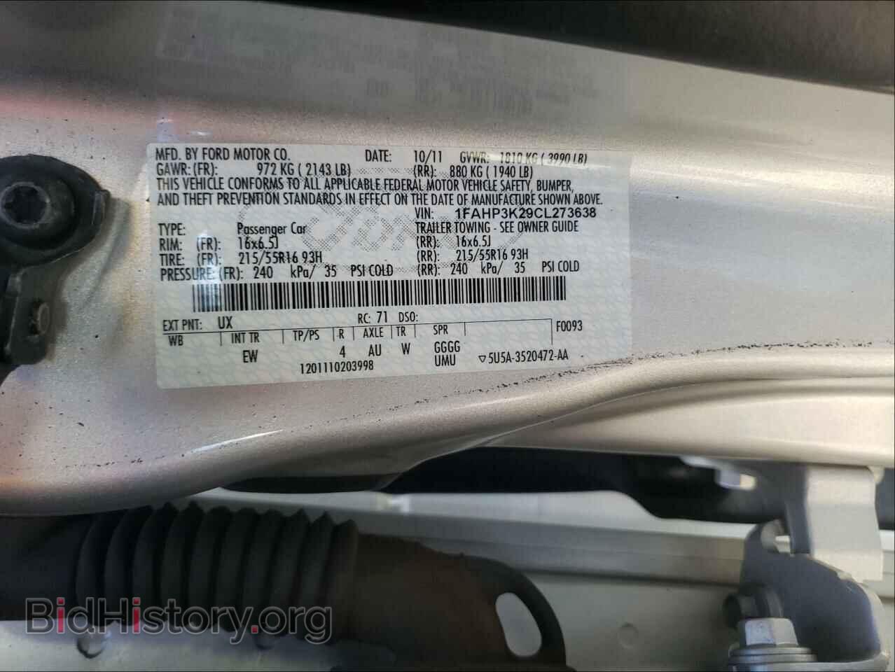 2012 FORD FOCUS - VIN: 1FAHP3K29CL273638 - Фото 10