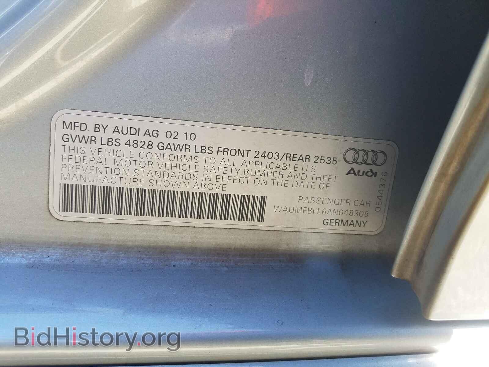 2010 AUDI A4 - VIN: WAUMFBFL6AN048309 - Фото 10