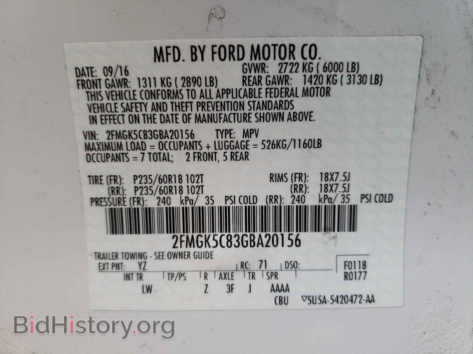 2016 FORD FLEX - VIN: 2FMGK5C83GBA20156 - Photo 10