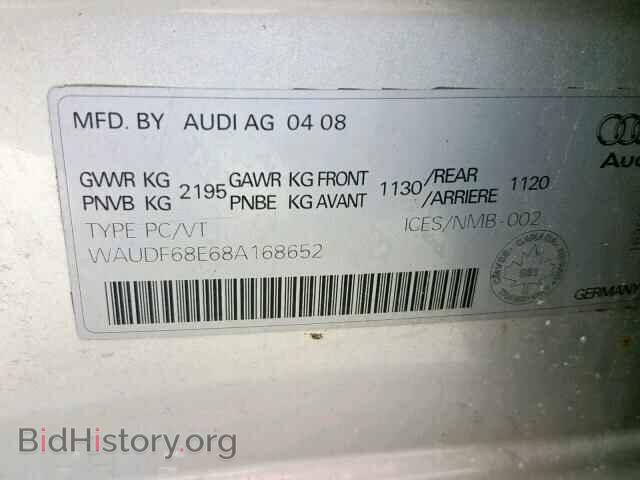 2008 AUDI A4 - VIN: WAUDF68E68A168652 - Фото 10