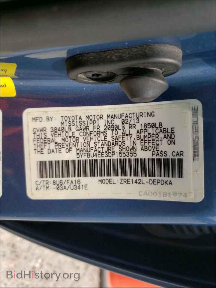 2013 TOYOTA COROLLA - VIN: 5YFBU4EE3DP155355 - Фото 10