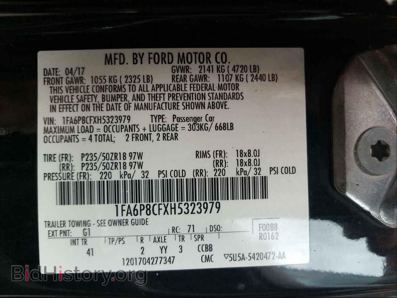 2017 FORD MUSTANG - VIN: 1FA6P8CFXH5323979 - Фото 10