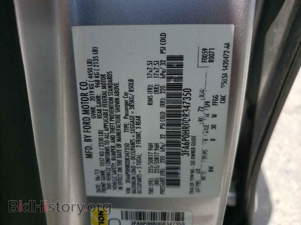 2013 FORD FUSION - VIN: 3FA6P0HR0DR347350 - Photo 10