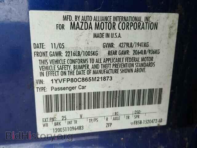 2006 MAZDA 6 - VIN: 1YVFP80C865M21873 - Фото 10