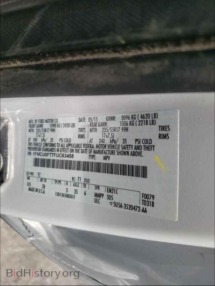 2015 FORD ESCAPE - VIN: 1FMCU0F77FUC63458 - Фото 10