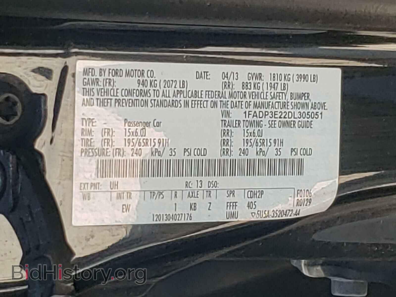 2013 FORD FOCUS - VIN: 1FADP3E22DL305051 - Фото 10