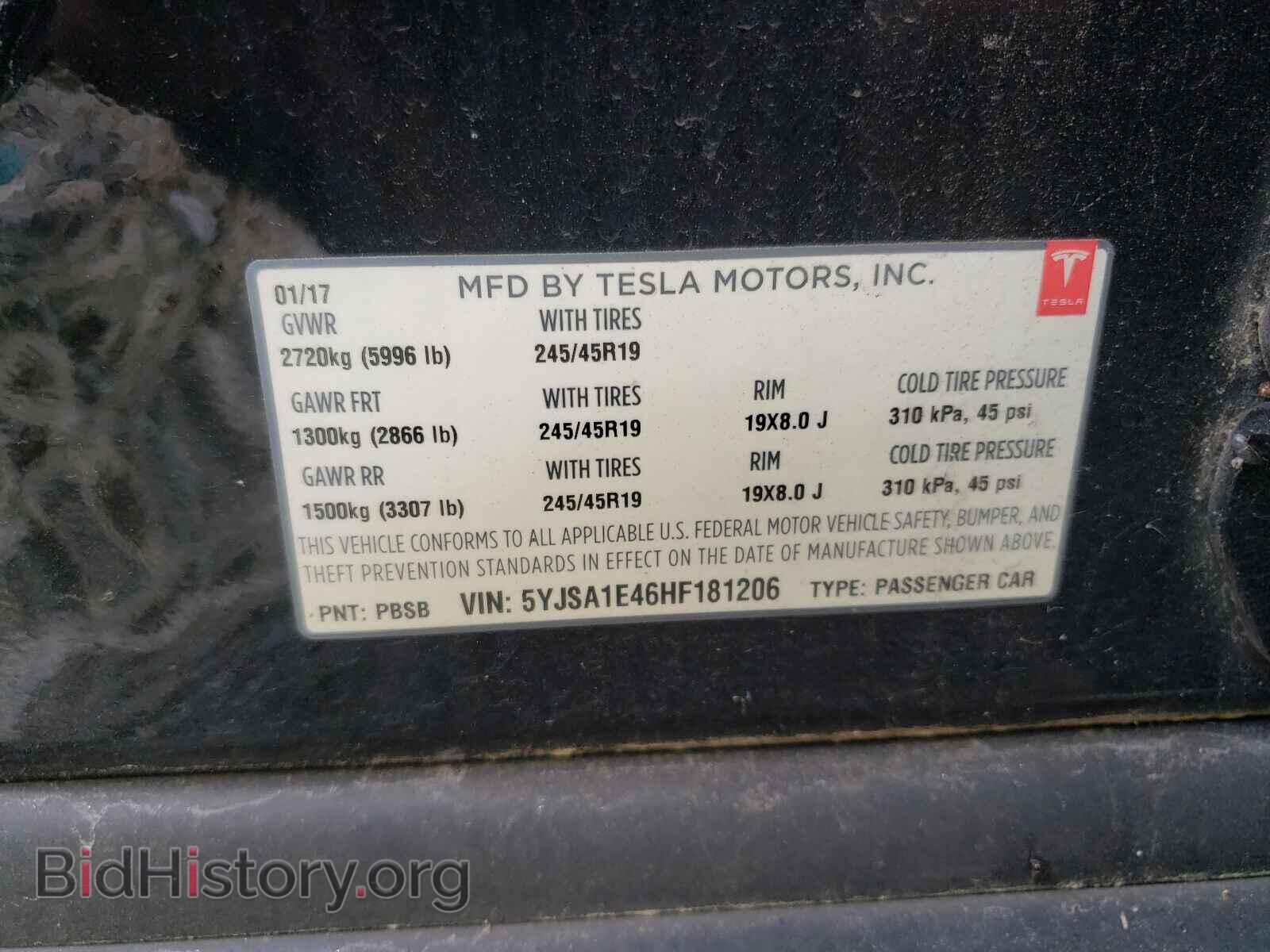 2017 TESLA MODEL S - VIN: 5YJSA1E46HF181206 - Photo 10
