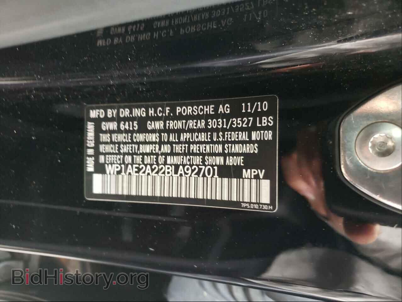 2011 PORSCHE CAYENNE - VIN: WP1AE2A22BLA92701 - Фото 10