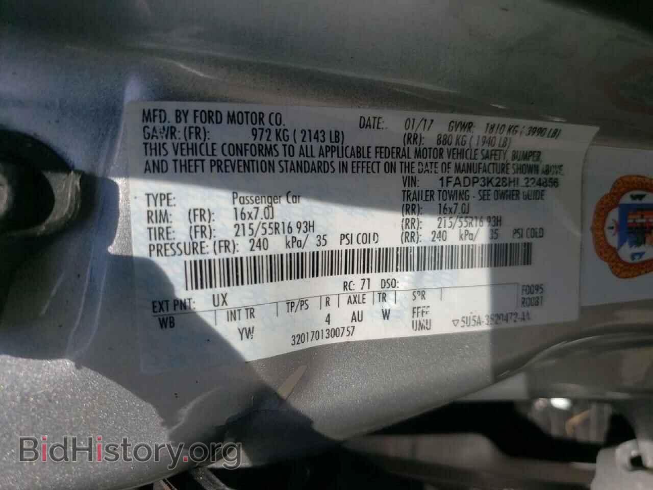 2017 FORD FOCUS - VIN: 1FADP3K28HL224856 - Фото 10