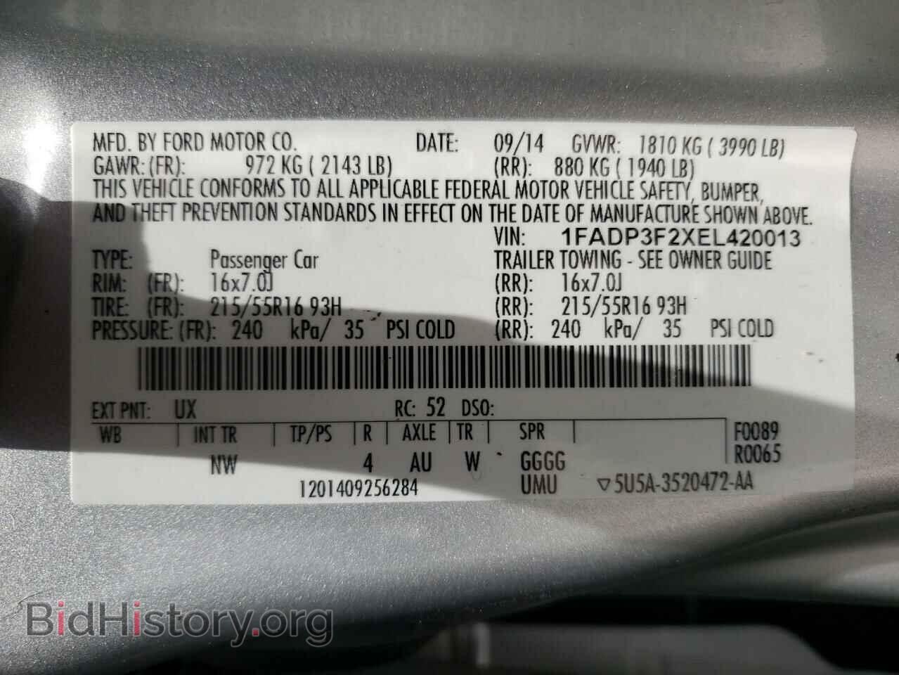 2014 FORD FOCUS - VIN: 1FADP3F2XEL420013 - Фото 10