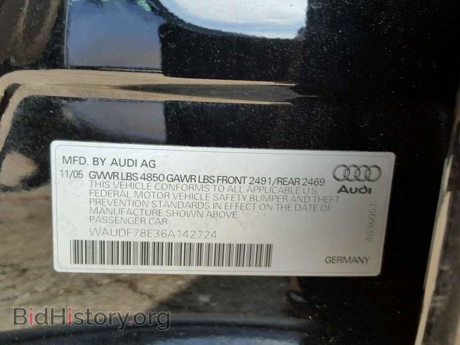 2006 AUDI A4 - VIN: WAUDF78E36A142724 - Фото 10