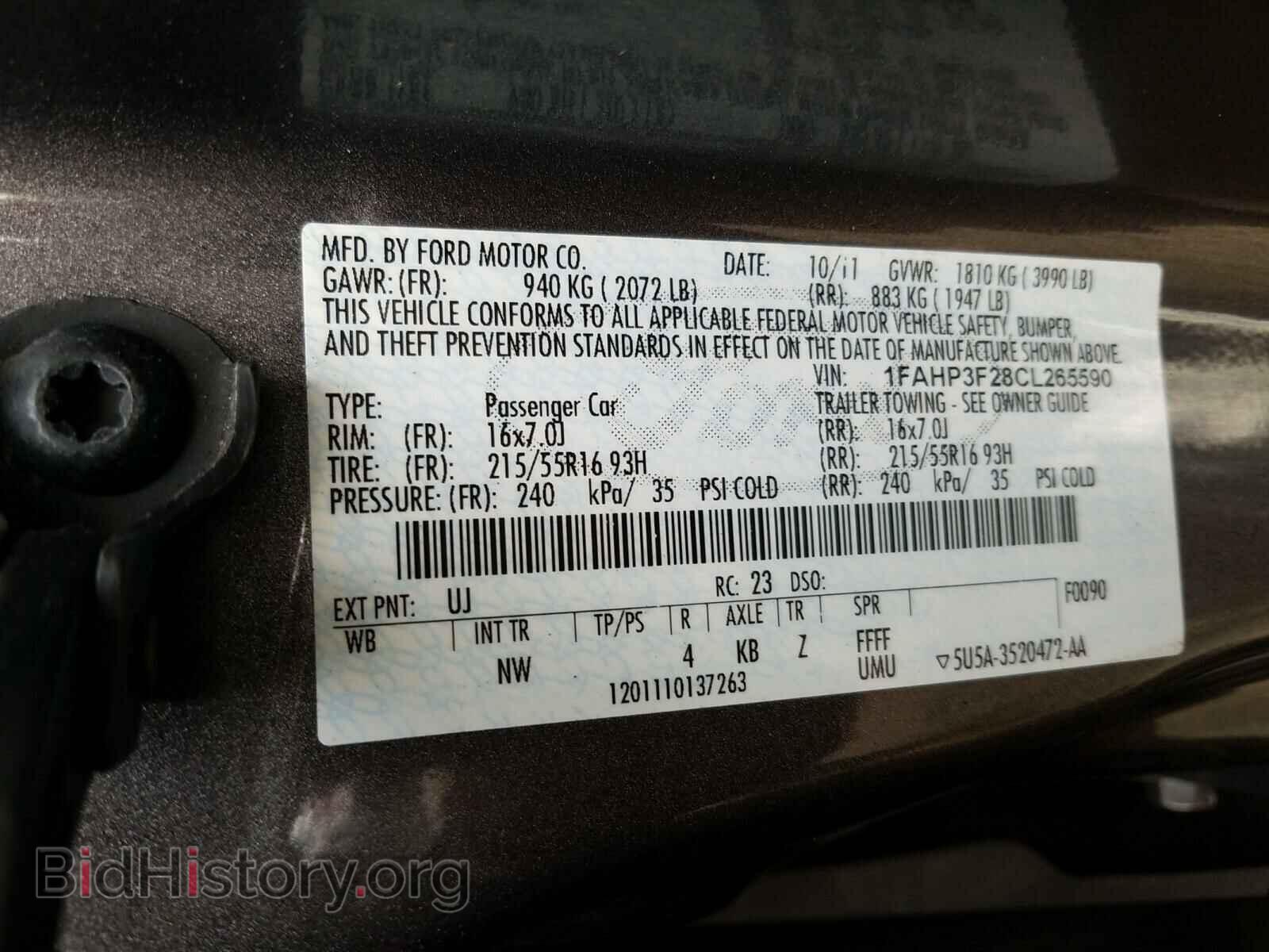 2012 FORD FOCUS - VIN: 1FAHP3F28CL265590 - Photo 10