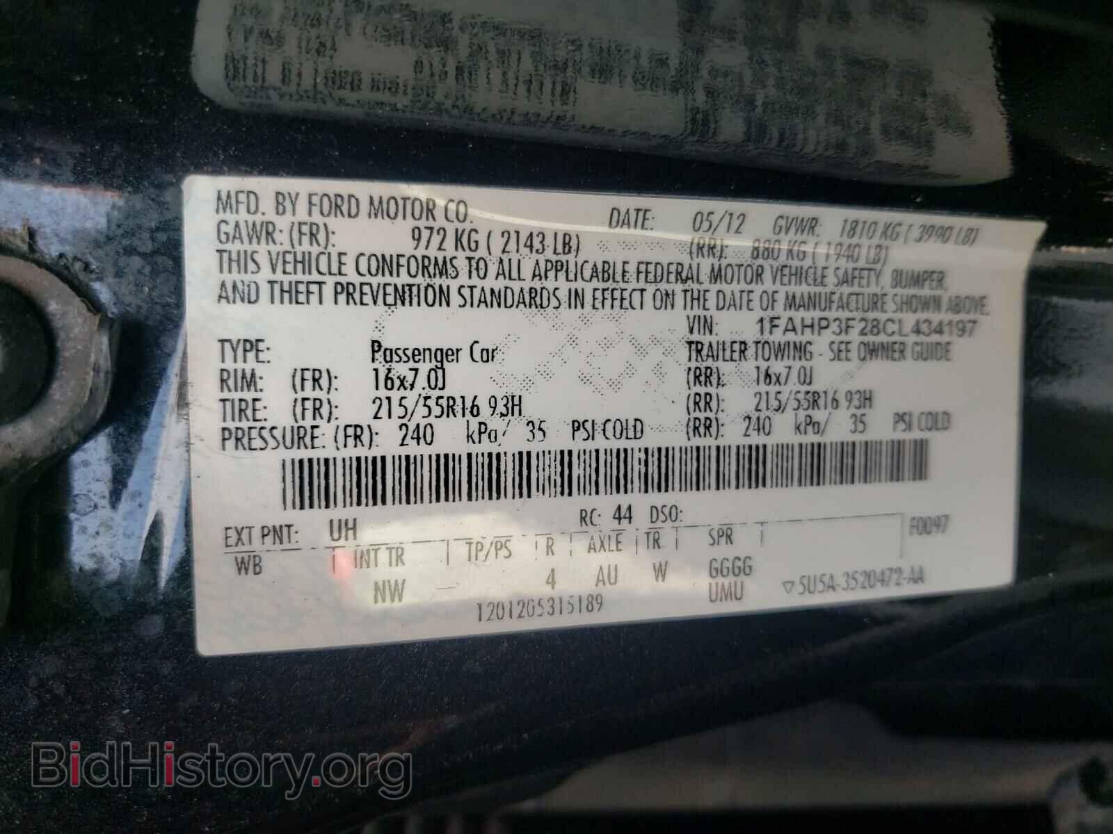 2012 FORD FOCUS - VIN: 1FAHP3F28CL434197 - Фото 10