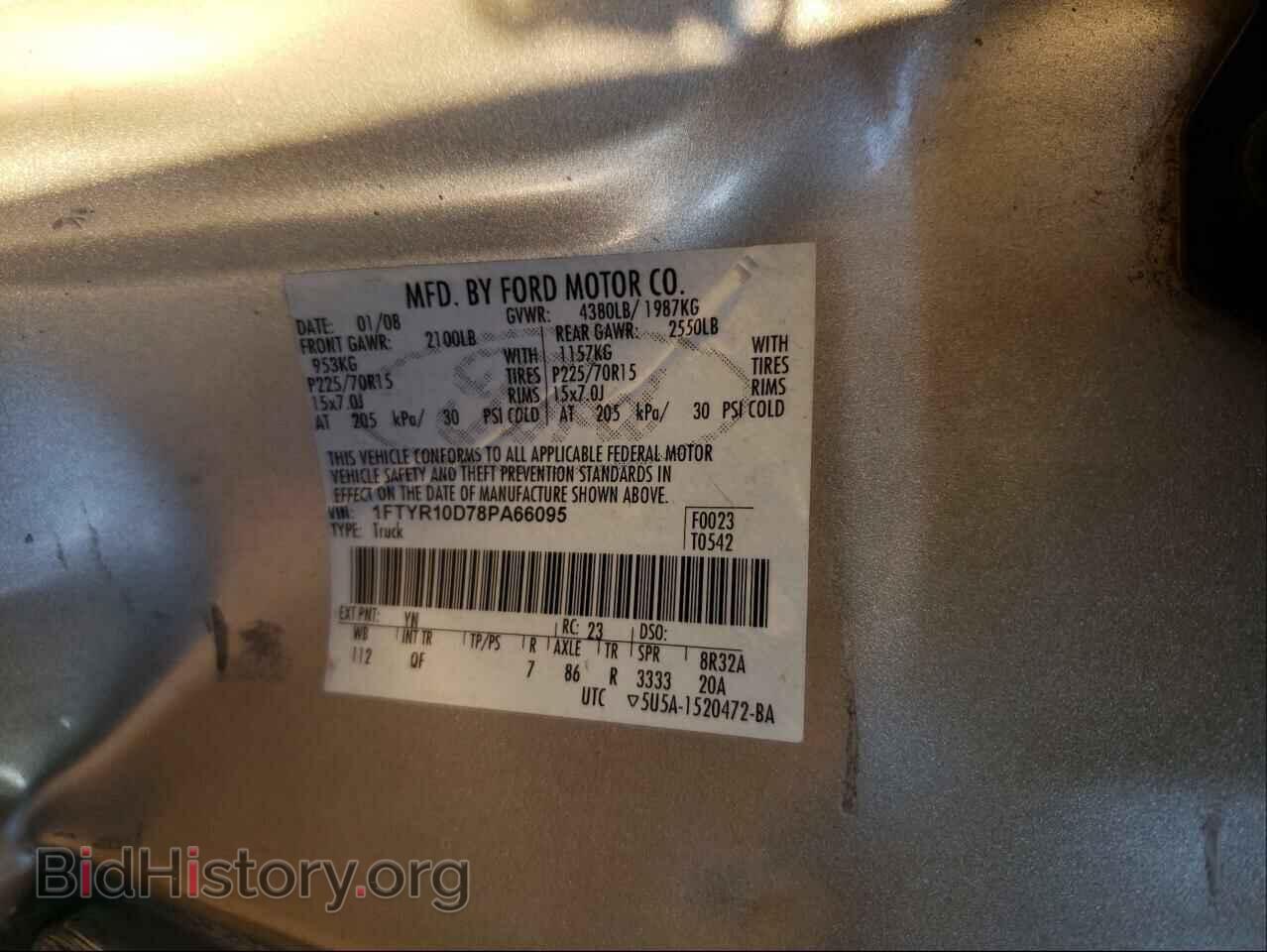 2008 FORD RANGER - VIN: 1FTYR10D78PA66095 - Фото 10