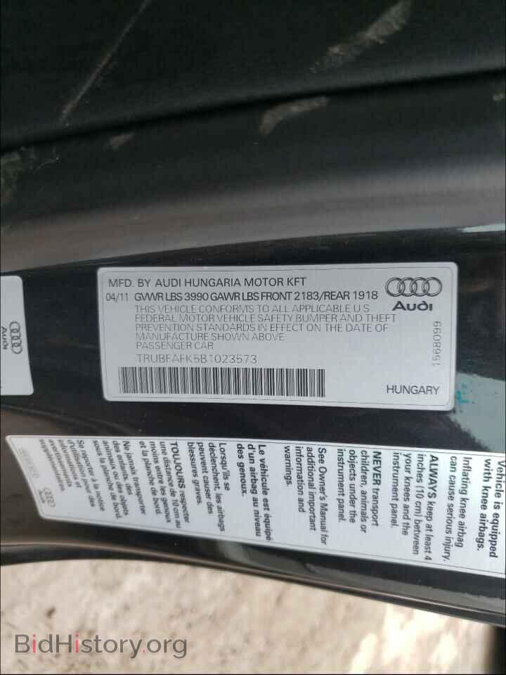 2011 AUDI TT - VIN: TRUBFAFK5B1023573 - Фото 10