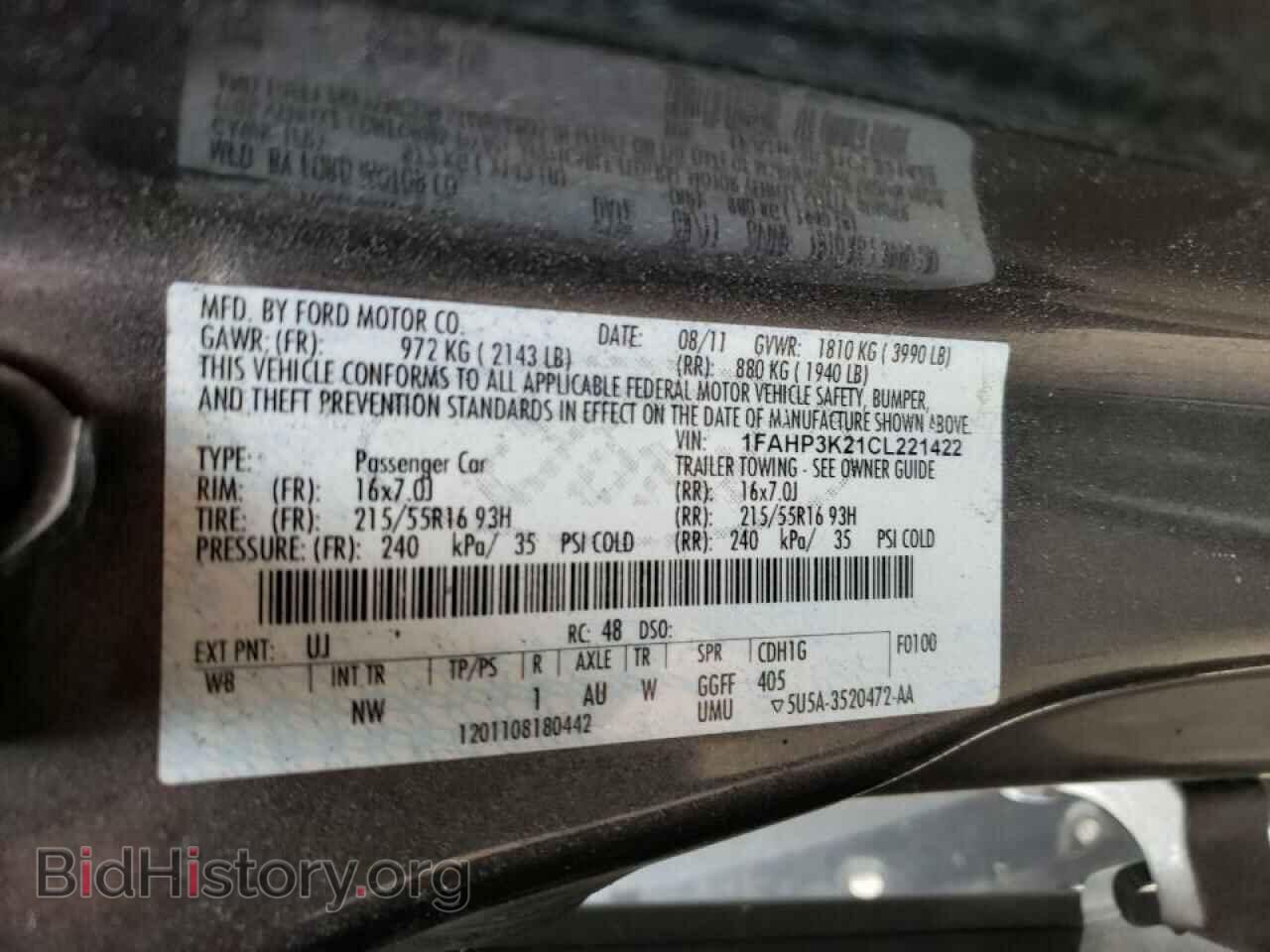 2012 FORD FOCUS - VIN: 1FAHP3K21CL221422 - Фото 10