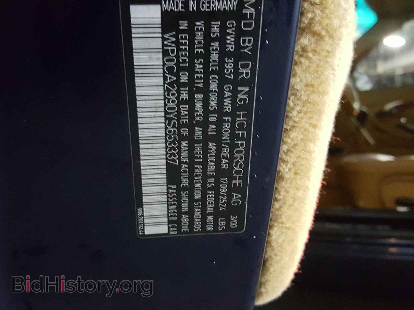 2000 PORSCHE 911 - VIN: WP0CA2990YS653337 - Фото 10