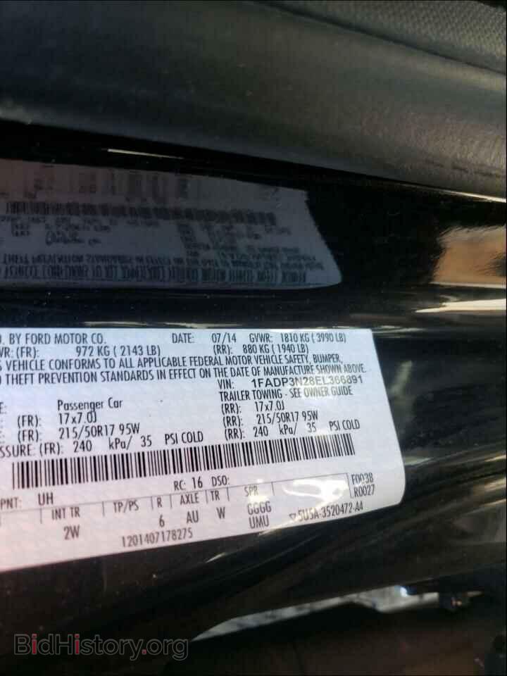 2014 FORD FOCUS - VIN: 1FADP3N28EL366891 - Фото 10
