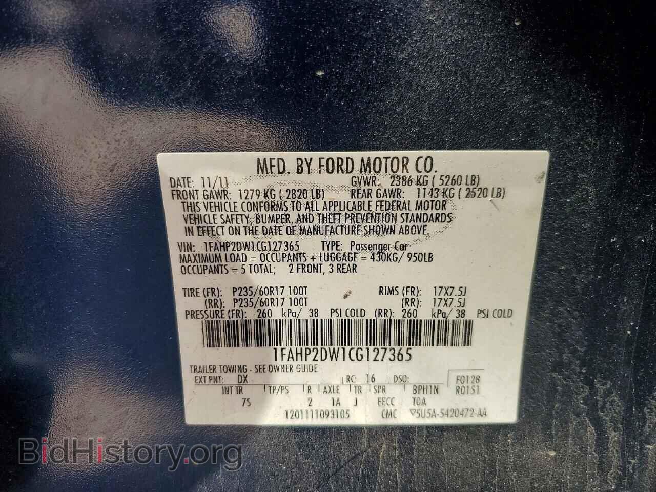 2012 FORD TAURUS - VIN: 1FAHP2DW1CG127365 - Photo 13