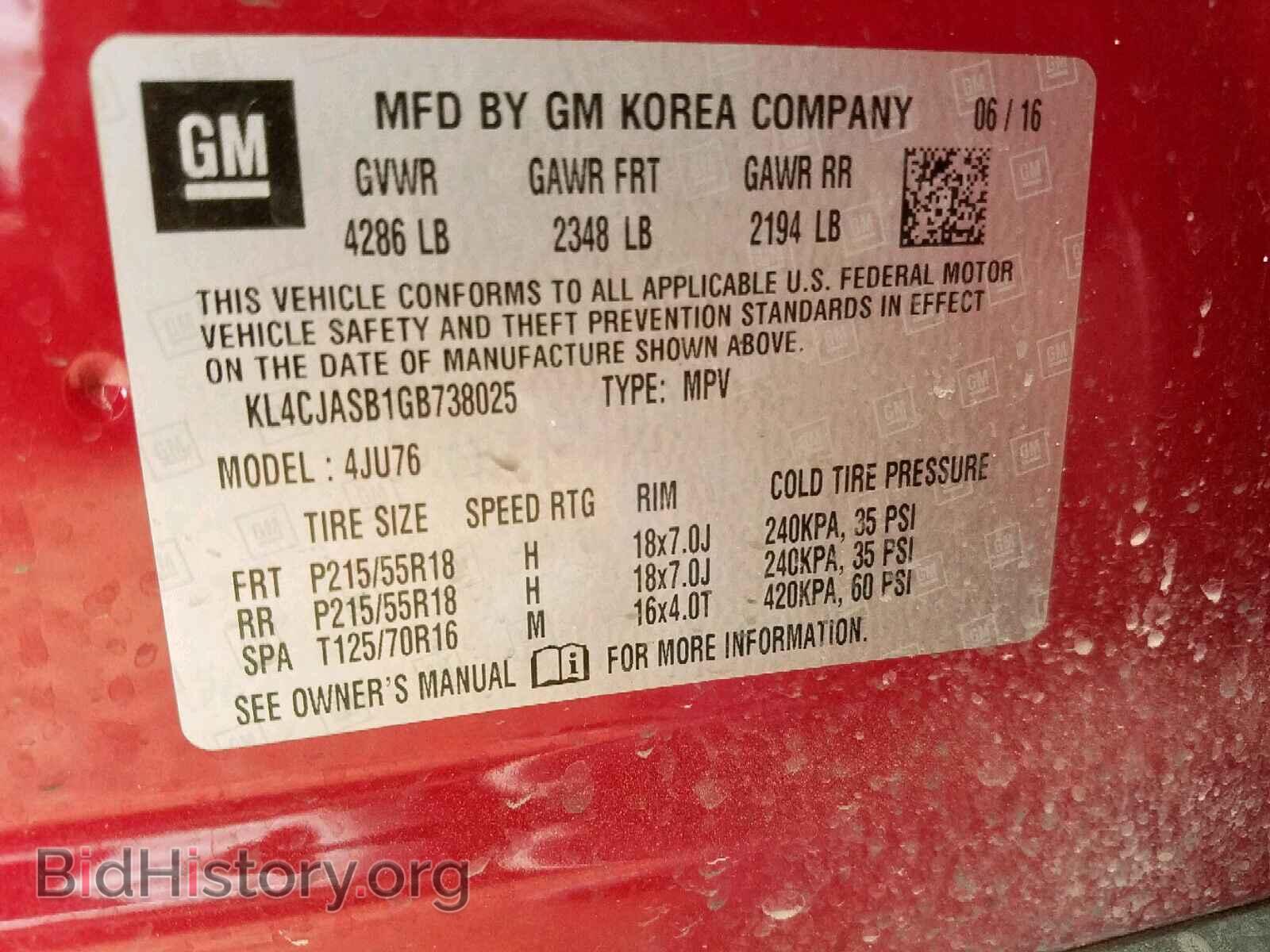2016 BUICK ENCORE - VIN: KL4CJASB1GB738025 - Photo 10