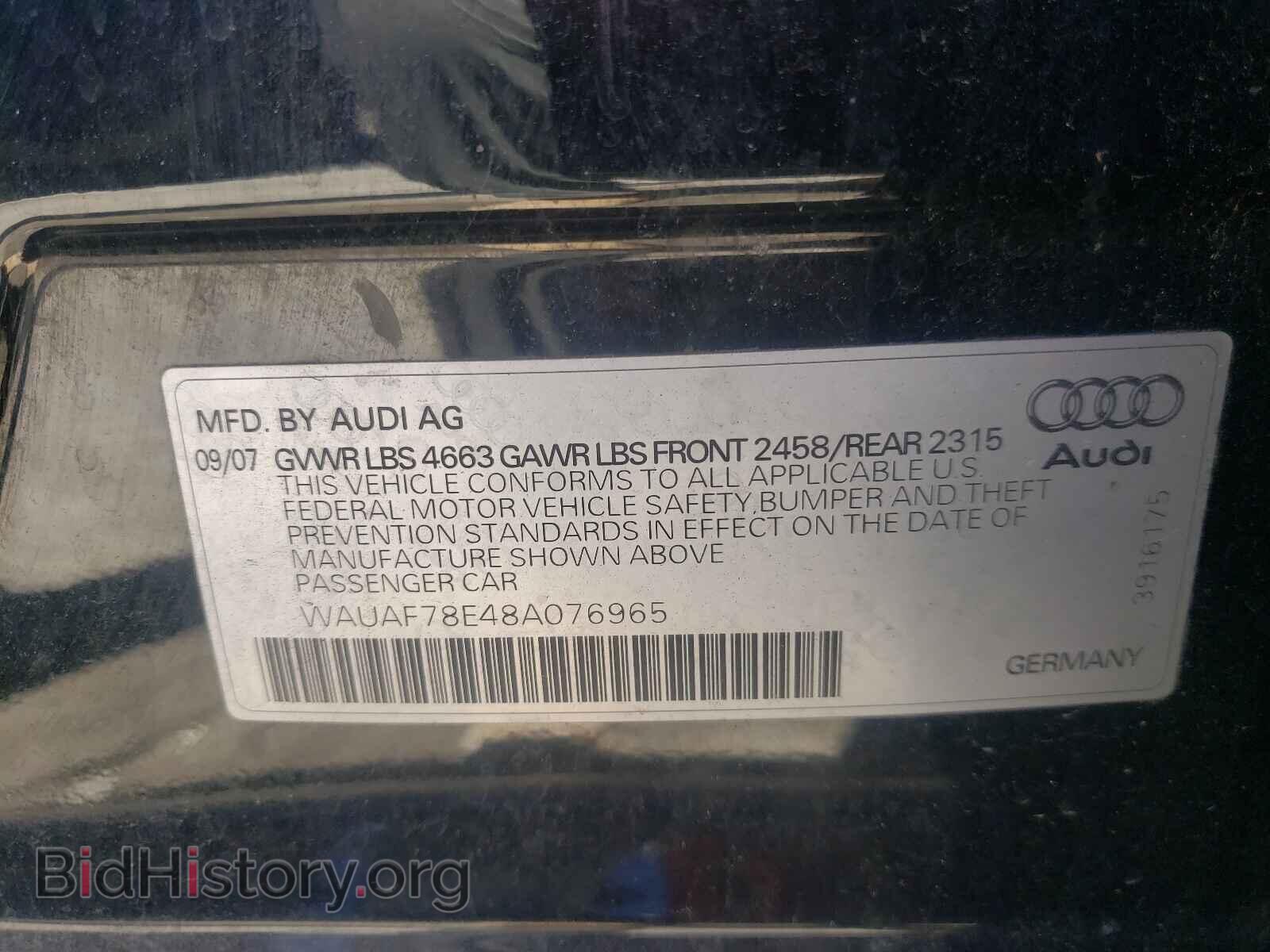 2008 AUDI A4 - VIN: WAUAF78E48A076965 - Фото 10