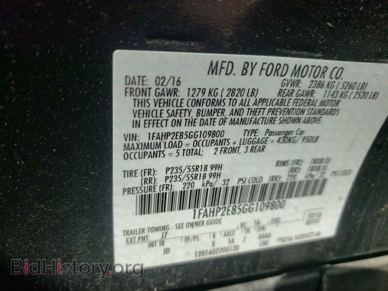 2016 Ford TAURUS (VIN 1FAHP2E85GG109800) — фото 10 из 10