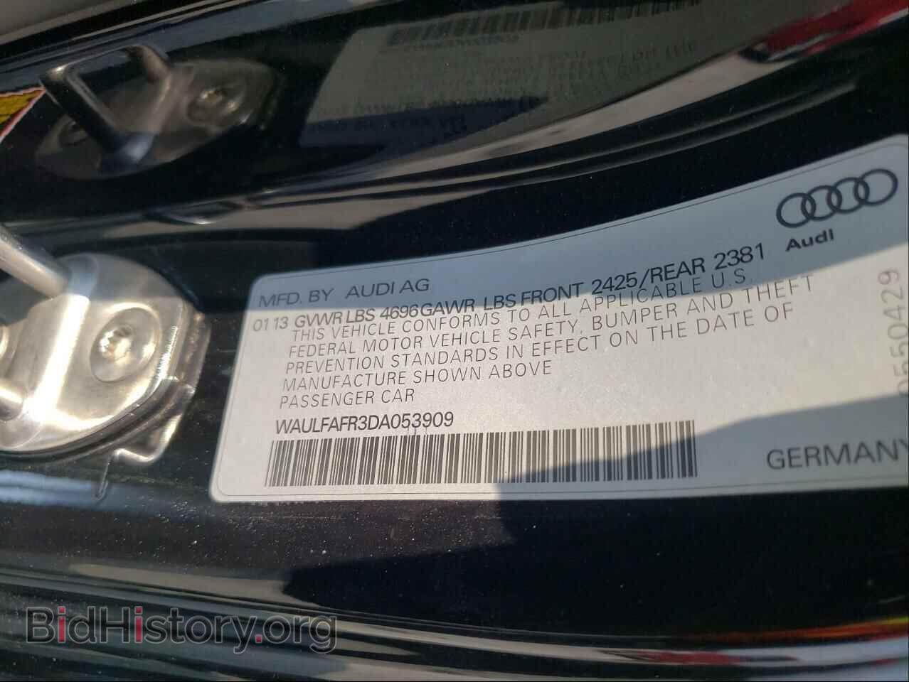2013 AUDI A5 - VIN: WAULFAFR3DA053909 - Фото 10