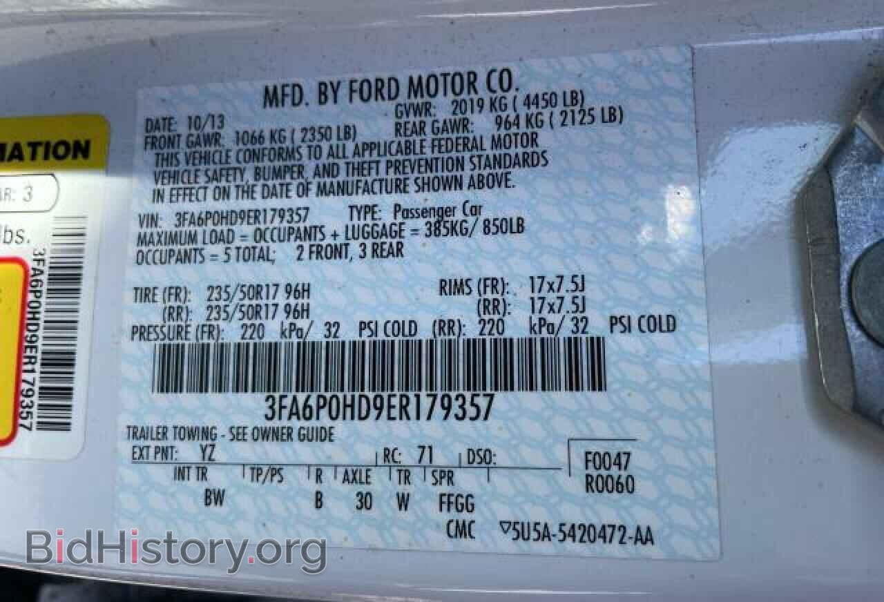 2014 FORD FUSION - VIN: 3FA6P0HD9ER179357 - Фото 10